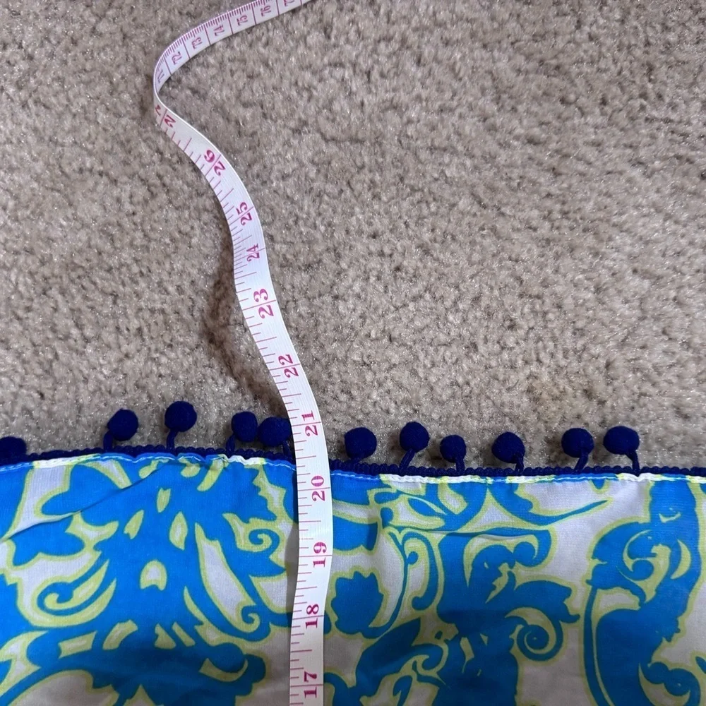 Charming Charlie Soft Floral Print Scarf with Pom Poms Borders